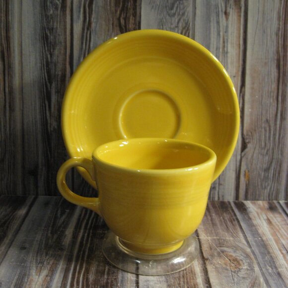 FIESTA BY HOMER LAUGHLIN ANTIQUE GOLD CUP & SAUCER SET - Picture 1 of 2